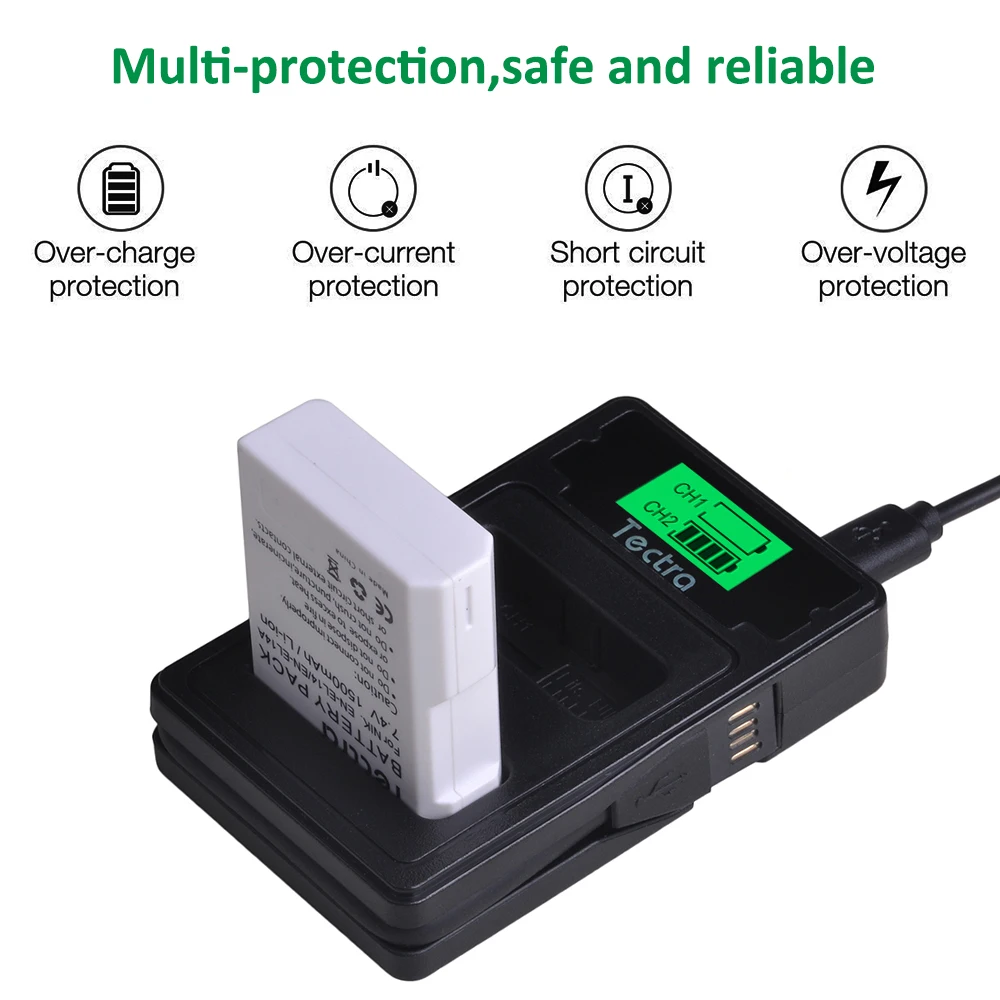 TypeC + LCD USB зарядное устройство EN EL14 батарея для Nikon P7000 P7800 P7700 P7100 EL14A ENEL14
