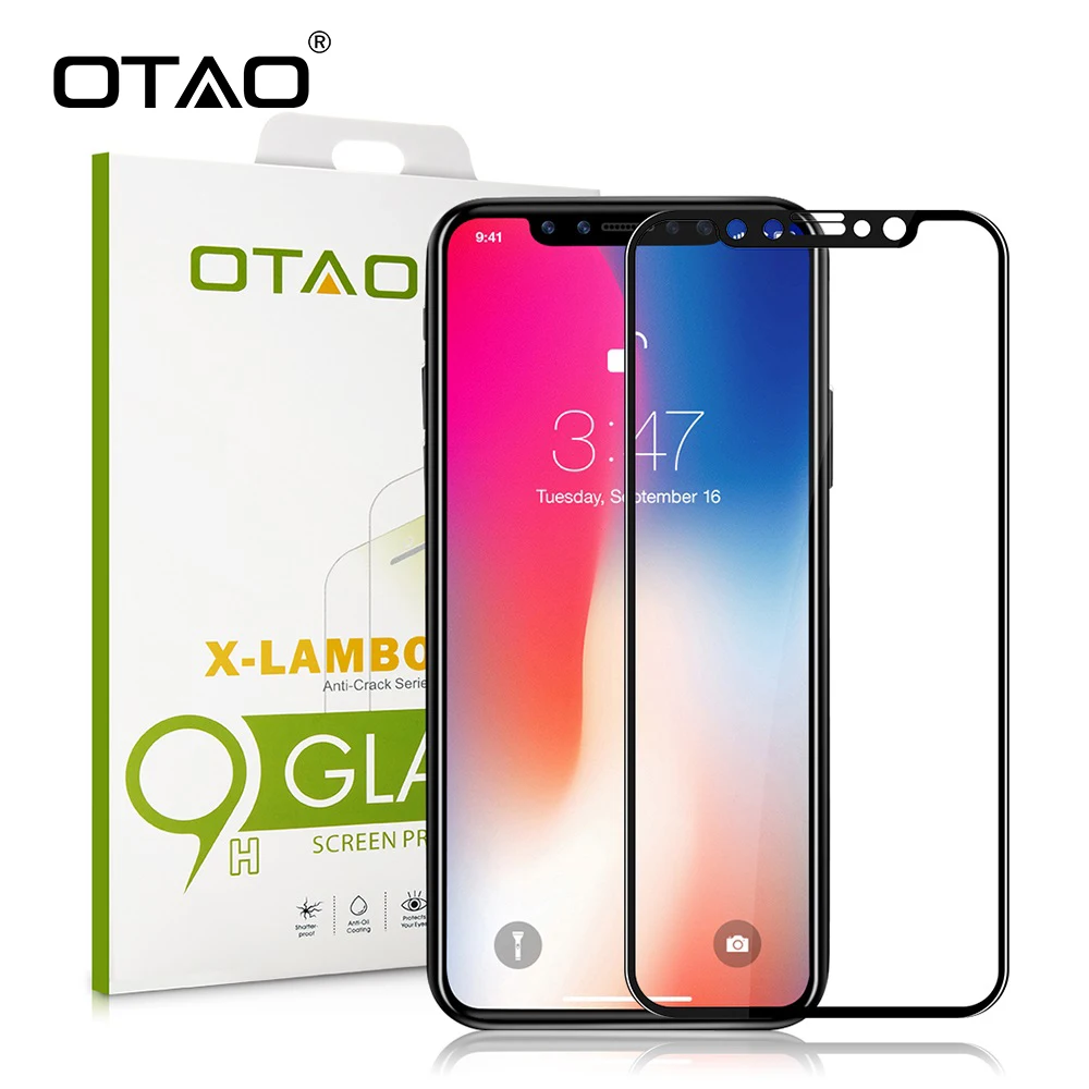 OTAO для iPhone X Закаленное стекло Защитная пленка полное покрытие настоящее 4D