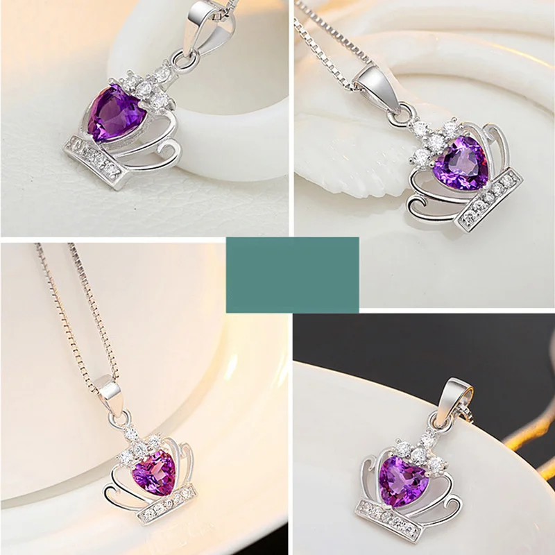 Ожерелье из серебра 925 пробы с инкрустацией стразами|inlay|pendant |