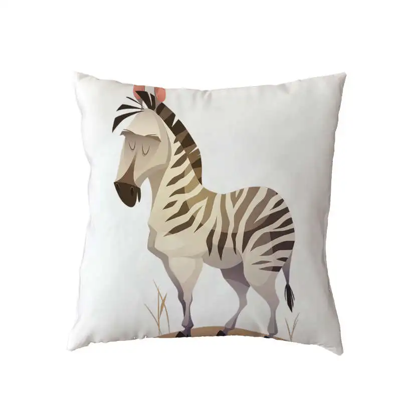 Cartoon Style Black And White Animal Pattern Cushion Set Cute Zebra 45X45Cm Home Sofa Decoration Car Pillowcase | Дом и сад