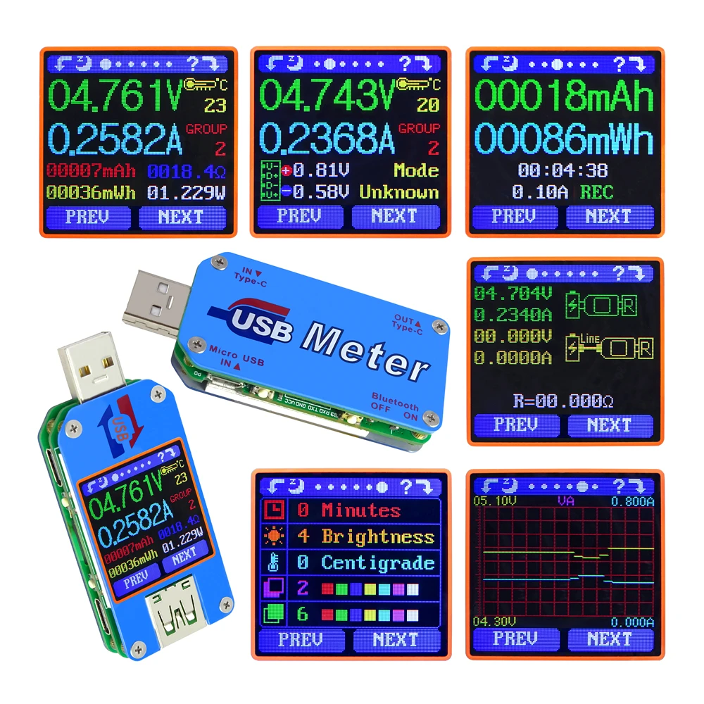 ALLSOME UM25C USB 2 0 Type C цветной ЖК тестер напряжение vurrint метр Вольтметр Амперметр