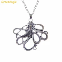graceangie 1pc scary octopus pendant necklace metal link chain punk style women men long hanging party accessory