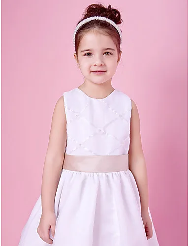 A-line Organza And Satin Flower Girl Dress With Sash/Ribbon | Свадьбы и торжества