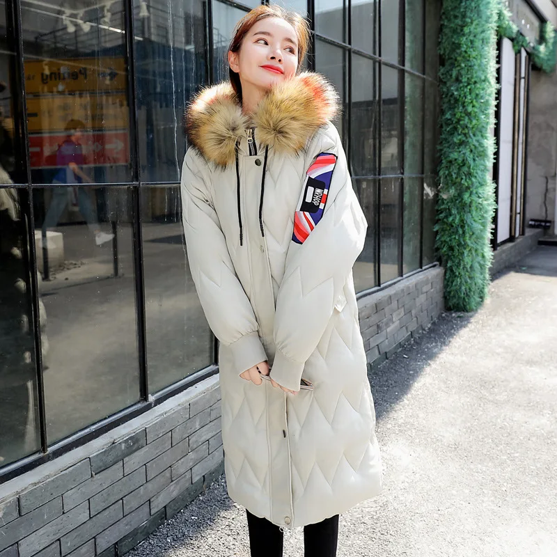 

2018 Polyester Zipper Slim Full Flocking Top Fashion Winter Clothes New Cotton Woman Long Fund Waist Loose Coat