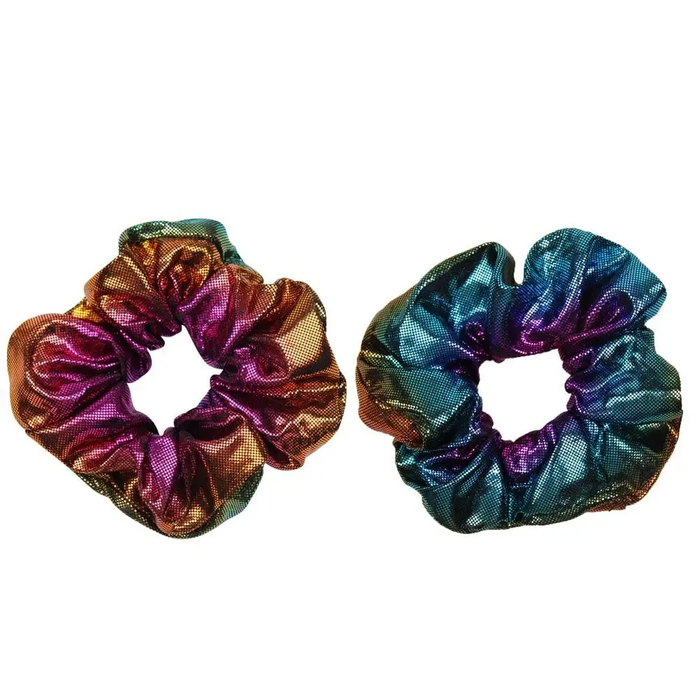 Новые женские блестящие тканевые градиентные цветные лазерные тканевые резинки для волос, резинки для волос для девушек в стиле панк, резинки для волос