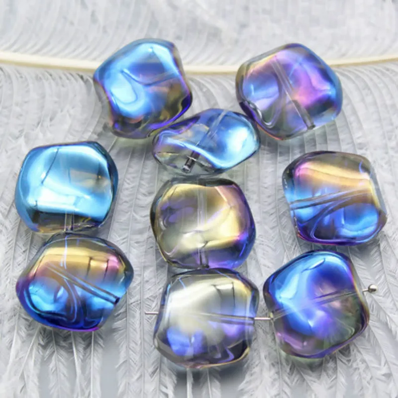 Doreen Box Lampwork Glass чешские бусины нестандартного синего цвета радужного около 19 мм (6/8