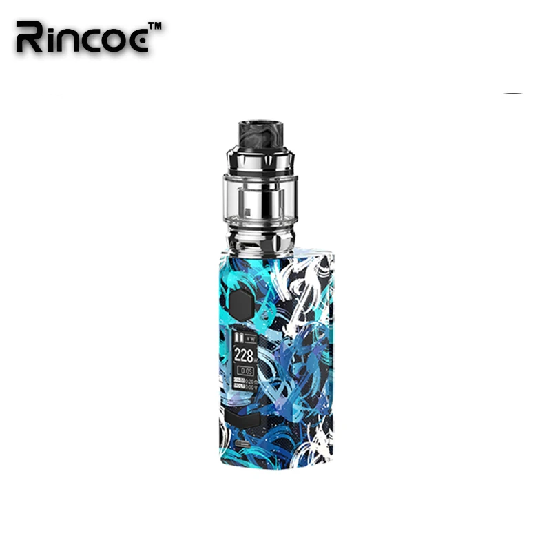 Новейший комплект Rincoe Manto S Mesh 228 Вт box mod с 6 мл Metis Mix Tank работающим от двух 18650 и Пумы