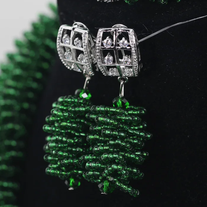 Модный Африканский комплект ювелирных изделий новый темно зеленый нигерийский