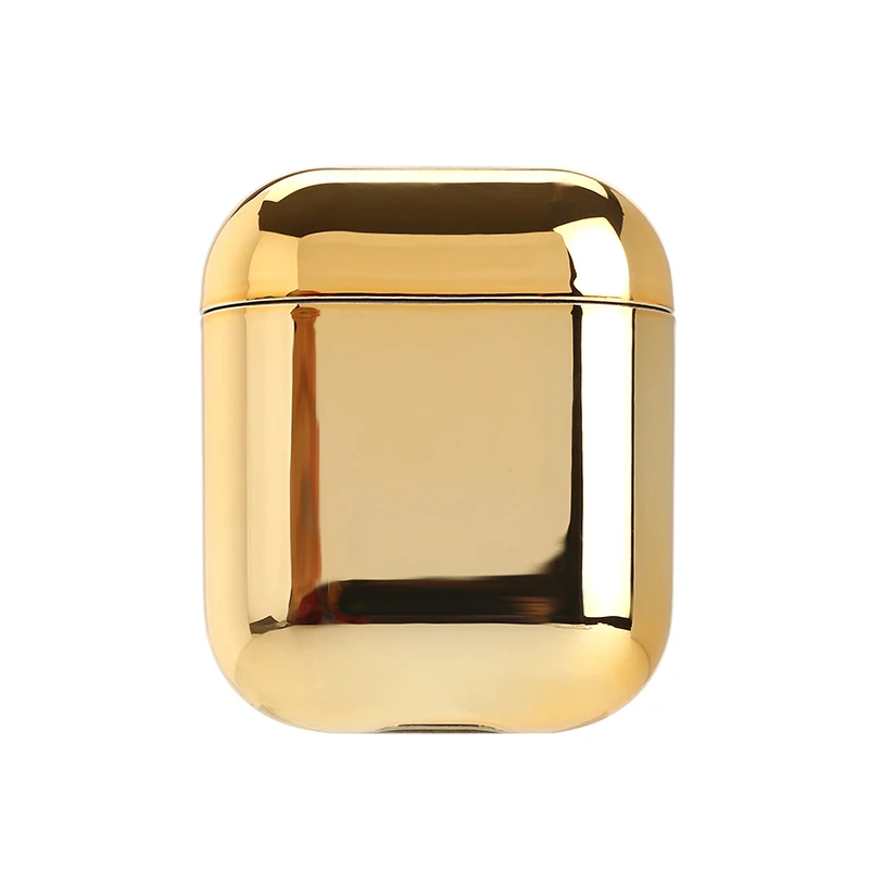 Gold Роскошный Золотой защитный чехол s для Apple Airpods с гальваническим покрытием PC чехол для наушников Анти-осенняя коробка для Airpods 2 1 Аксессуары - Цвет: Gold