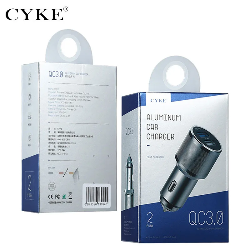CYKE 2USB автомобильное зарядное устройство для телефона новинка QC3.0 Быстрая зарядка