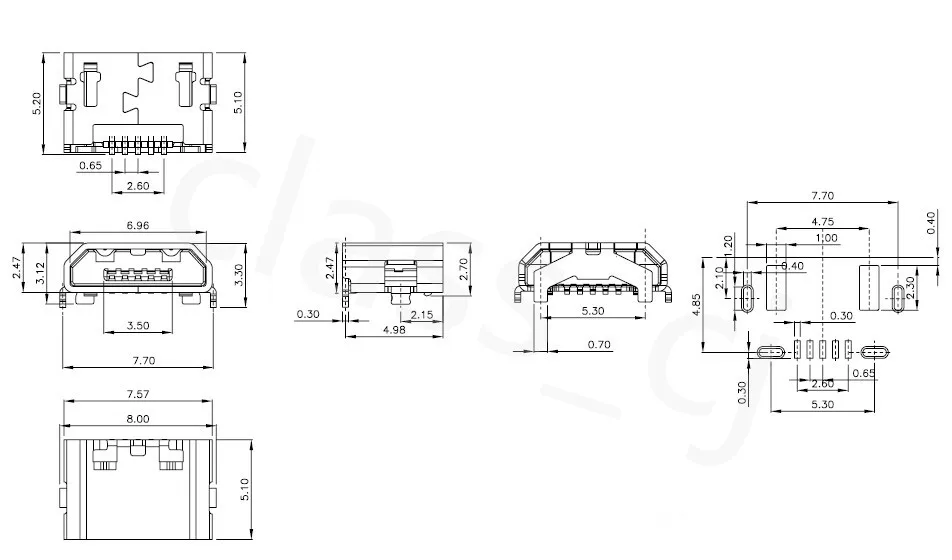100 шт. Micro usb Тип B 5Pin женские рога обратный разъем SMT PCB припой разъем