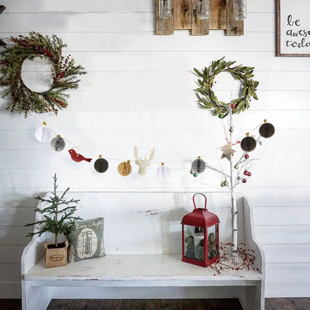 DIY Бумага лося птица звезда мини сотовый шар гирлянда украшения бумага ремесло