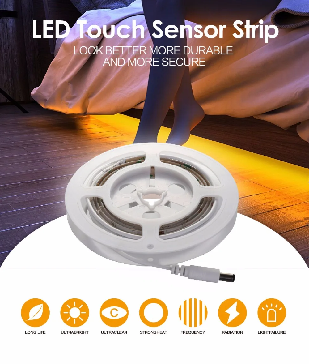 Luckyled Сенсор светодиодный светильник DC12V движение-активированный мягкая прокладка комплект Водонепроницаемый Гибкий автоматический ночной Светильник для Спальня кровать светильник