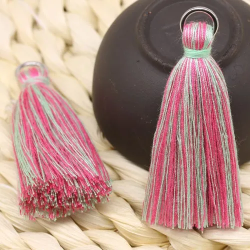 Rose Red Green Смешанный хлопок бахрома 5,5 см Красочные кисточки Богемия Ювелирные изделия Поиск DIY браслет ожерелье изготовление принадлежности аксессуары 10 шт - Цвет: Rose Red Green