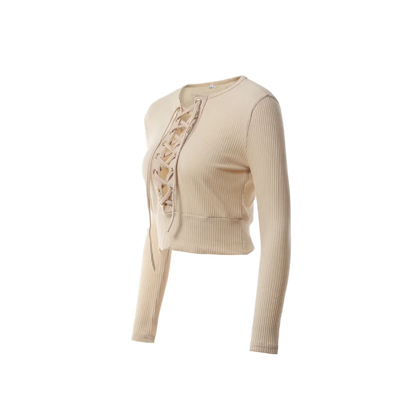 Autumn Long Sleeve Solid Sexy Women's Baggy Deep V-neck Short Tops Chunky Knitted Sweater Jumper Women Blouse TP0012 | Женская