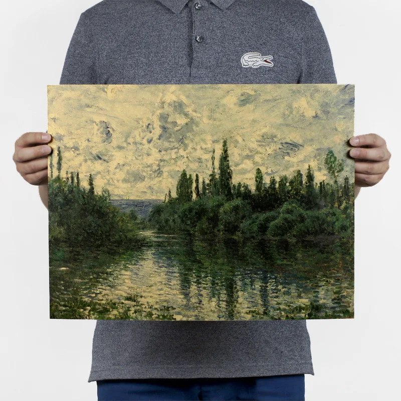 Клод монет картина маслом изгиб в сена/крафт Бумага наклейки на стену Бар Ретро