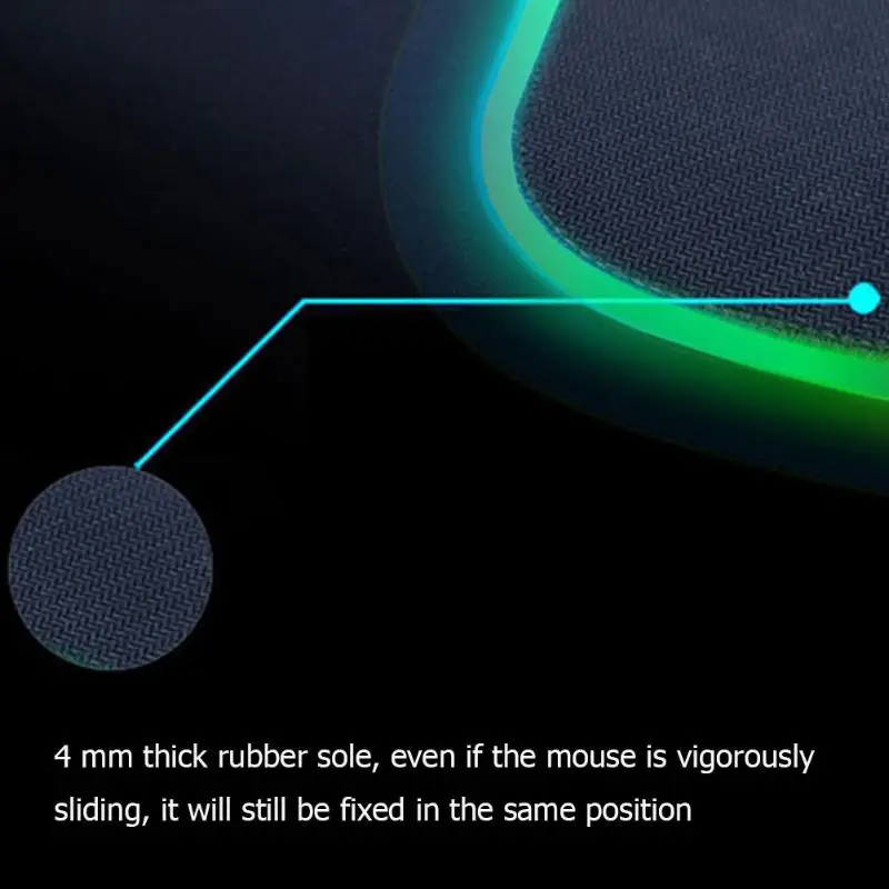 VODOOL Thick USB RGB Glowing Oversized Game Mouse Pad Colorful Luminous Thicken Keyboard Mat for PC Laptop Desktop