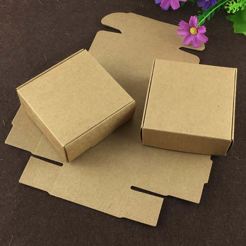 50Pcs 7.5*7.5*3cm Personalized Kraft Paper Gift Box Packaging Cardboard Boxes Valentine's Day Wedding Decoration | Дом и сад