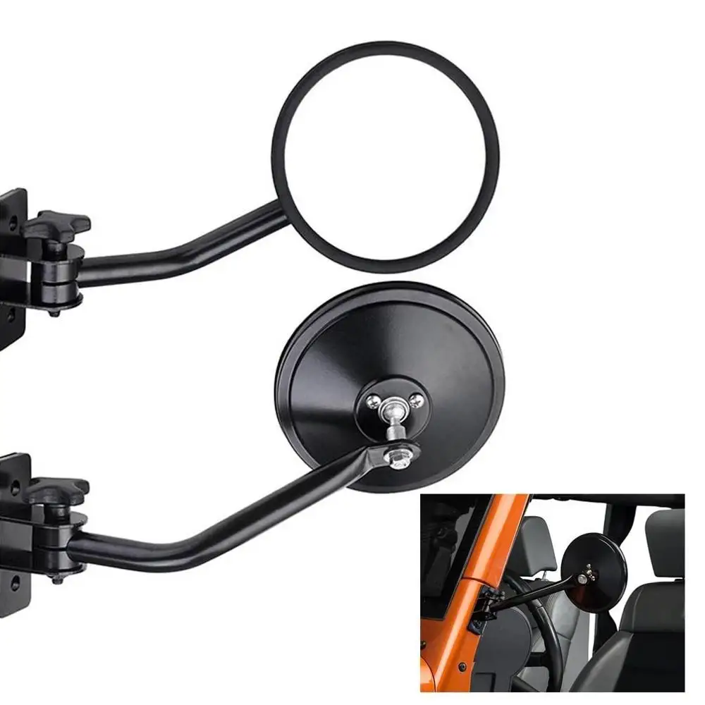 round mirror Аксессуары для Jeep круглые зеркала 4x4 для Jeep Wrangler прямоугольные зеркала для Jeep Wrangler CJ зеркала 1997~ 2006 2007 - Цвет: round mirror