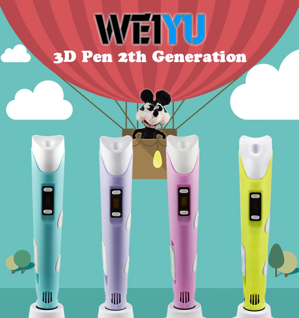 weiyu, 3d Ручка, 3d печать, ручка для рисования, сделай сам, 3 d принтер, ручки с 10 цветами, 20 цветов, s, 100/200 метра, pla пластик, для детей, подарок