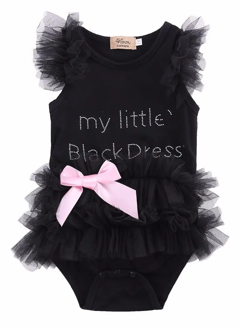 Милые детские комбинезоны с вышивкой My Little Black letter бант на боди для маленьких