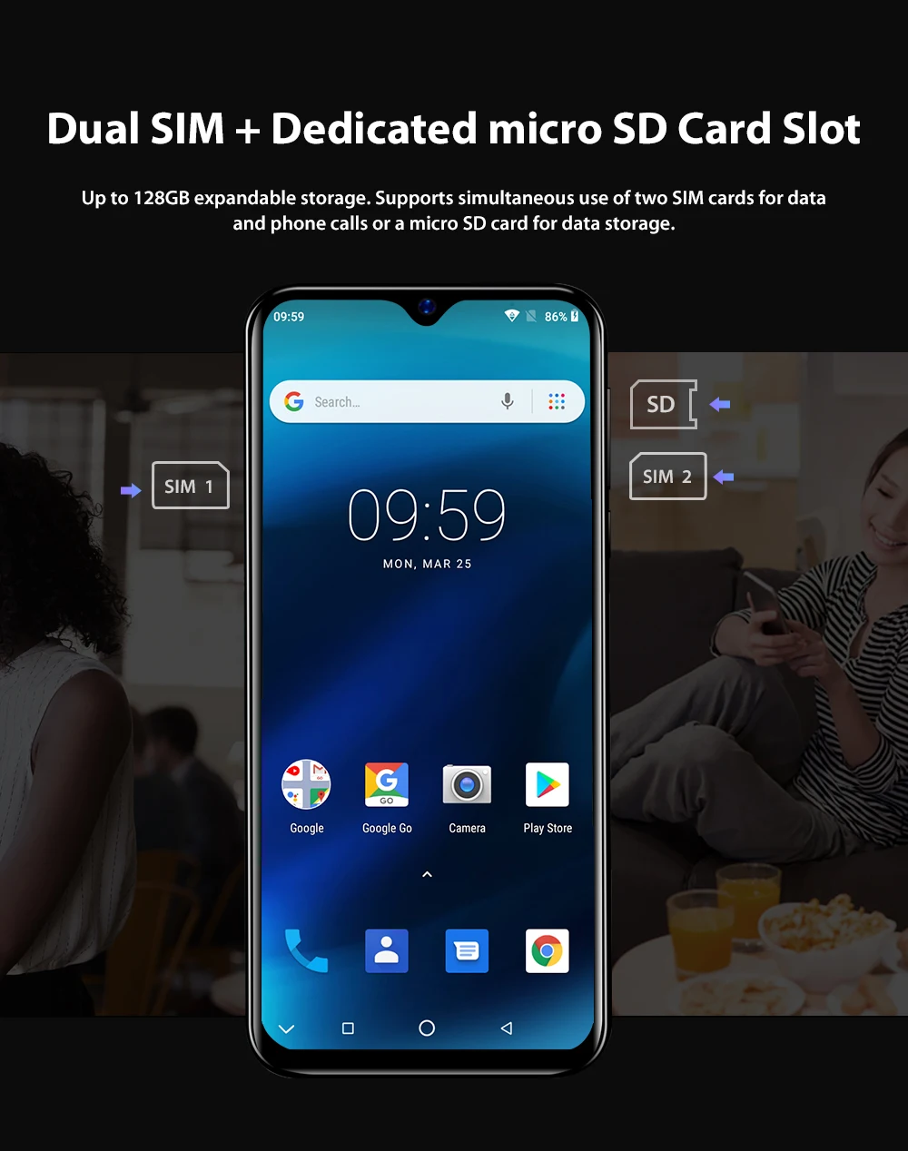 Blackview A60 6 1 дюймов в виде капли воды Экран мобильный телефон Android 8 13MP 16 GB сотовые