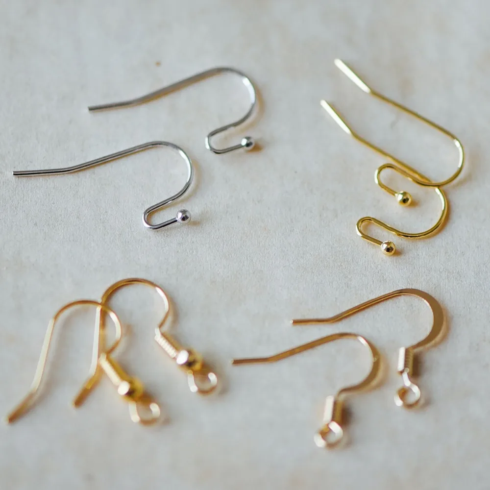 

20pcs/Lot Gold/ Silver Ear Hook, Real Gold/ Rhodium Plated Brass Earring Hook, Lead Nickel Free, DIY Earring Findings