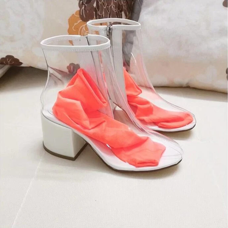 Stylesowner 2020 Горячие Модные женские ПВХ прозрачные сапоги с носками на массивном