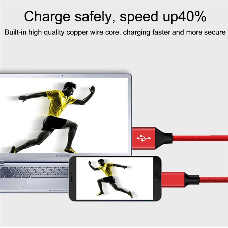 Автомобильное зарядное устройство QC 3 0 с Micro USB нейлоновый провод для Samsung galaxy A6 J3 J5