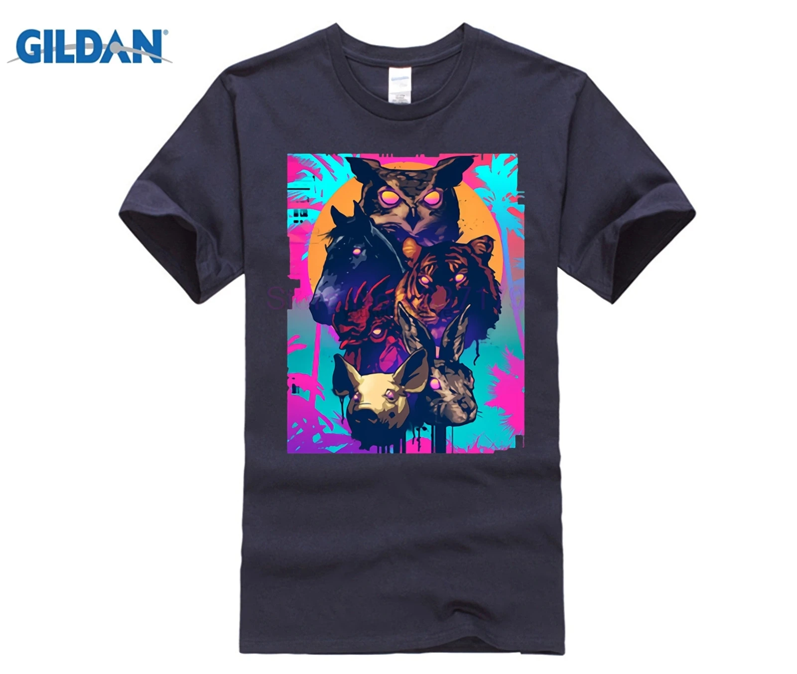 Горячая линия Майами Футболка мужская 2018 Модная брендовая одежда Топ-вниз шутер