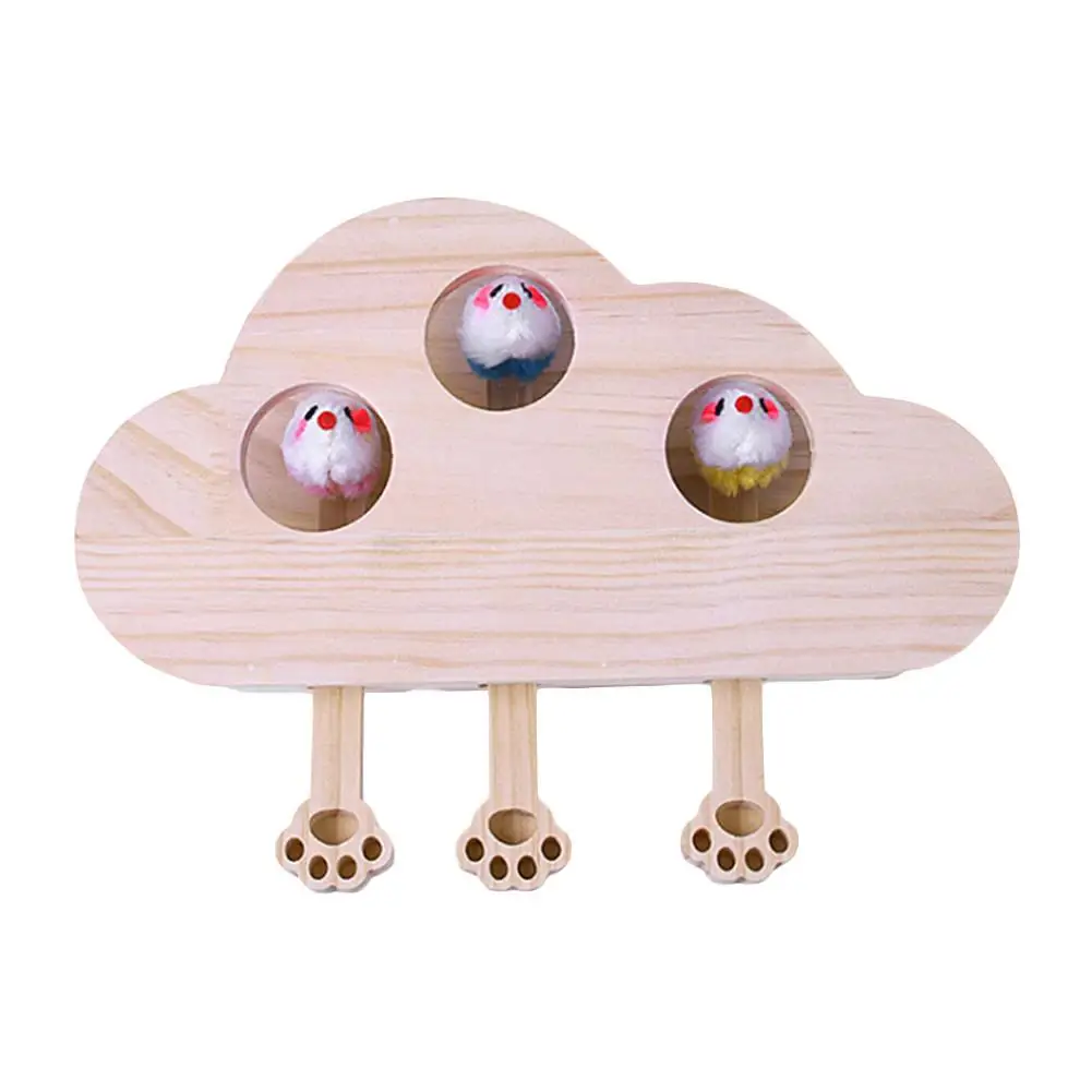 Pink Игрушка для кошек, игрушка из цельного дерева, головоломка, Интерактивная игрушка для кошек, в форме облака, кукла-хомяк, Забавный котенок, деревянная коробка, игрушки для кошек, Новинка - Цвет: Pink