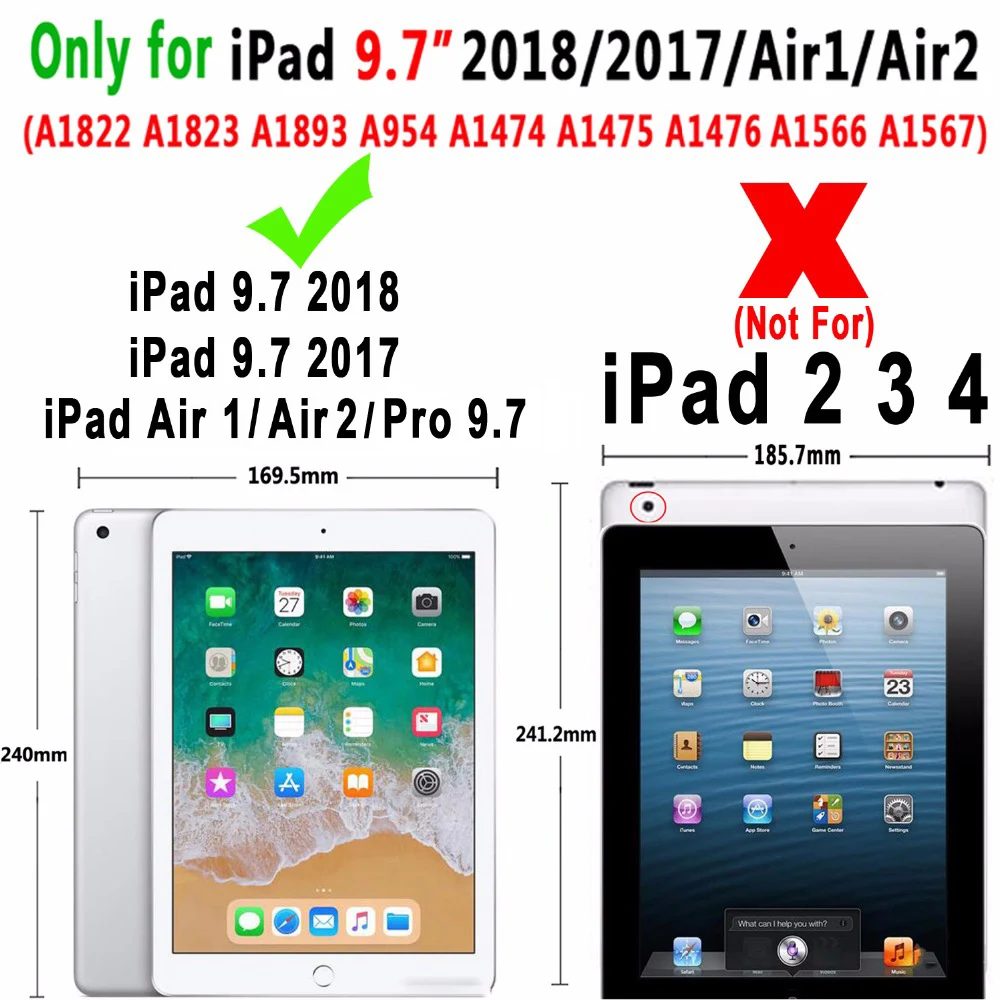 Чехол с откидной крышкой для Apple iPad 9 7 2017 2018 5 го 6 поколения беспроводной чехол