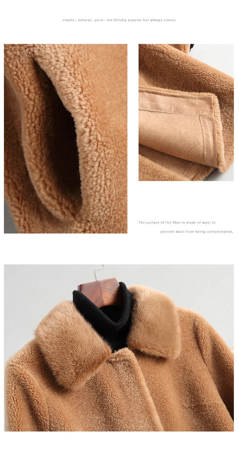 PUDI A19006 Женская Осенняя/зимняя новая модная шерстяная куртка Женская стильная с натуральным норковым меховым воротником шерстяное пальто для отдыха