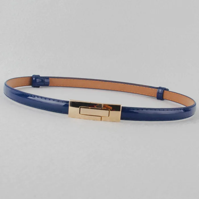 style 3 dark blue Горячее предложение, новые черные ремни из лакированной кожи, женские тонкие ремни для девочек, украшенные красными рыбками, золотыми пряжками, белые ремни для женщин - Цвет: style 3 dark blue