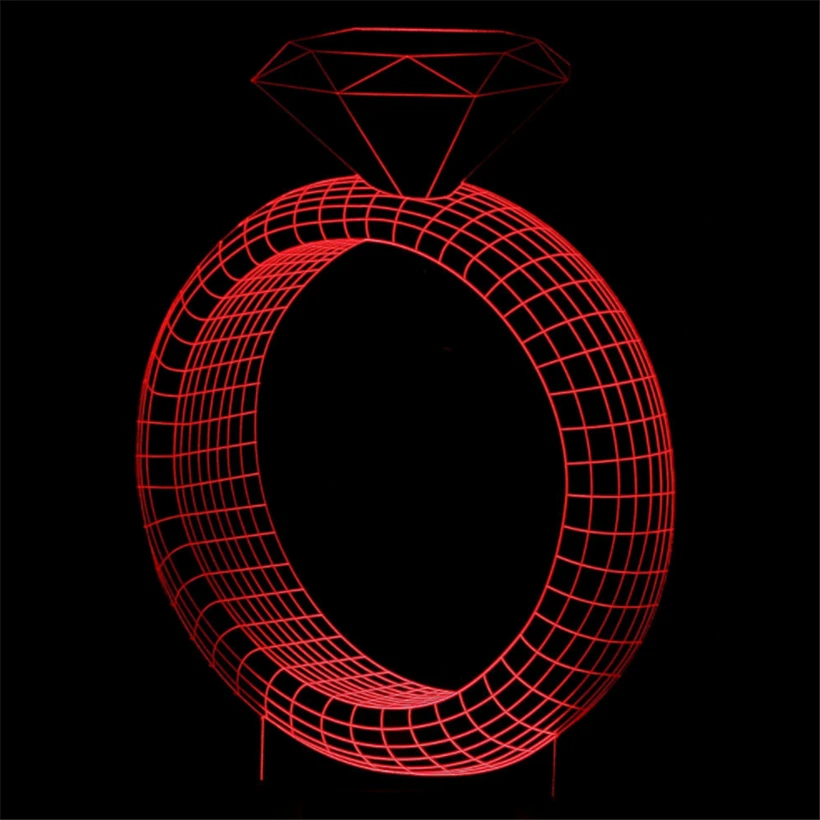 Новинка 2018 кольцо с бриллиантами 3D светильник 7 цветов светодиодная лампа в форме