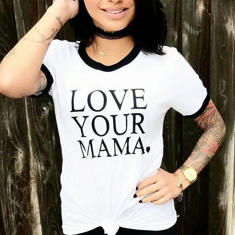 Лидер продаж Love Your Mama футболки плюс размеры Лето модал мягкие Harajuku Графический