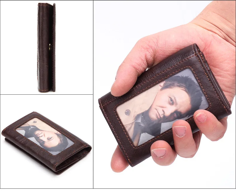 BISI GORO RFID кошелек из натуральной кожи мужской кошелек Противоугонный сканирующий тонкий кожаный мини-кошелек на молнии чехол Кредитная карта кошелек для монет