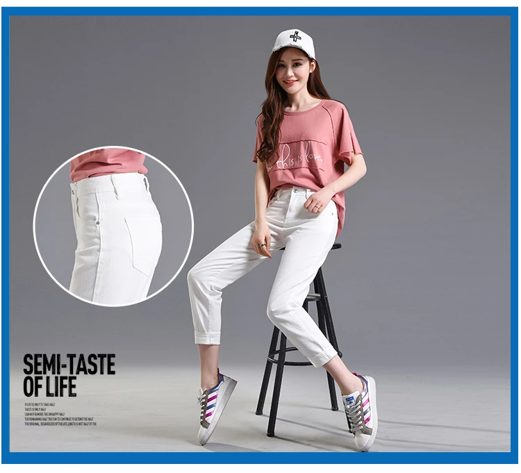 Vintage Woman jeans high waist white mom jeans new autumn korean black skinny woman pencil pants vaqueros mujer