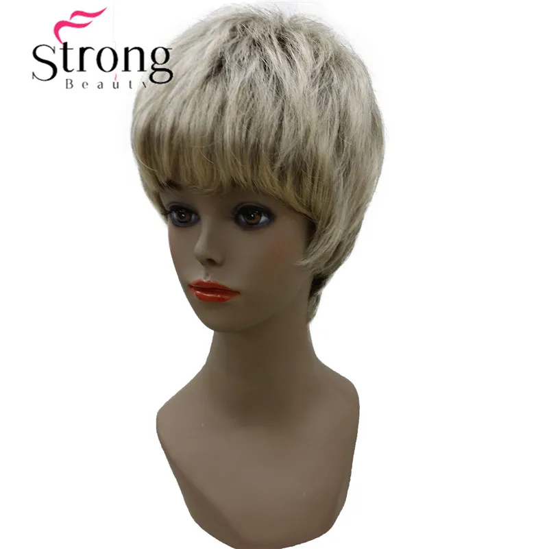 StrongBeauty очень короткие черные челки полный синтетический парик выбор цвета
