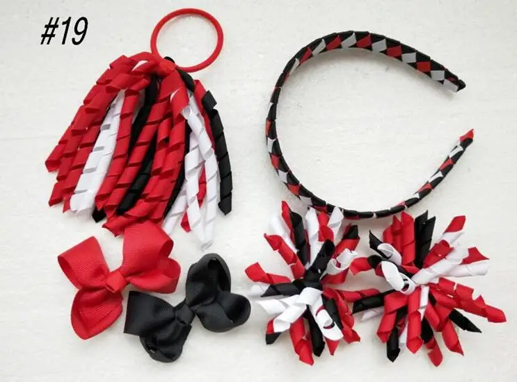 6pcs/set girl hair hoop accessories korker Ponytail streamers woven headbands ties bows clips curly ribbon corker PD026 | Детская одежда
