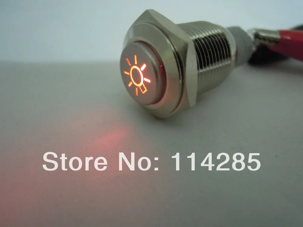 Красный металлический переключатель 12 В 3 А 16 мм кнопка вкл/выкл для