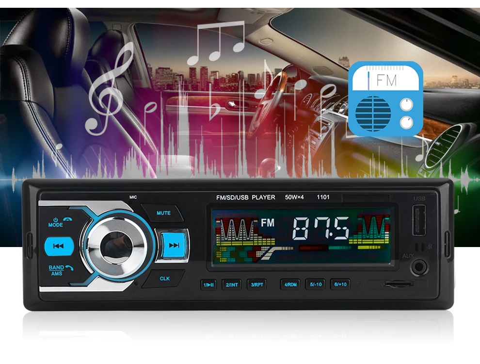 Bluetooth автомобильный стерео радио MP3 плеер Поддержка BT/FM/USB/SD Пульт дистанционного управления 12 В 1din Авторадио Hands-free время вызова дисплей