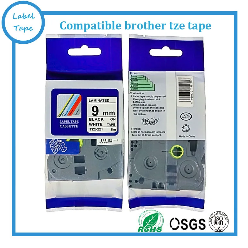 3 шт./лот лента для этикеток совместимая с Brother TZ Tze 221 TZe221 9 мм P-Touch низкая цена