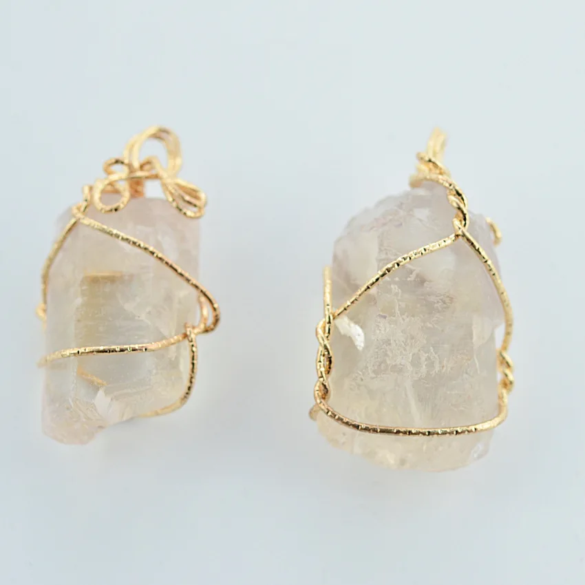 Кулон из натурального камня необычной формы кварцевый кристалл с ручной работы