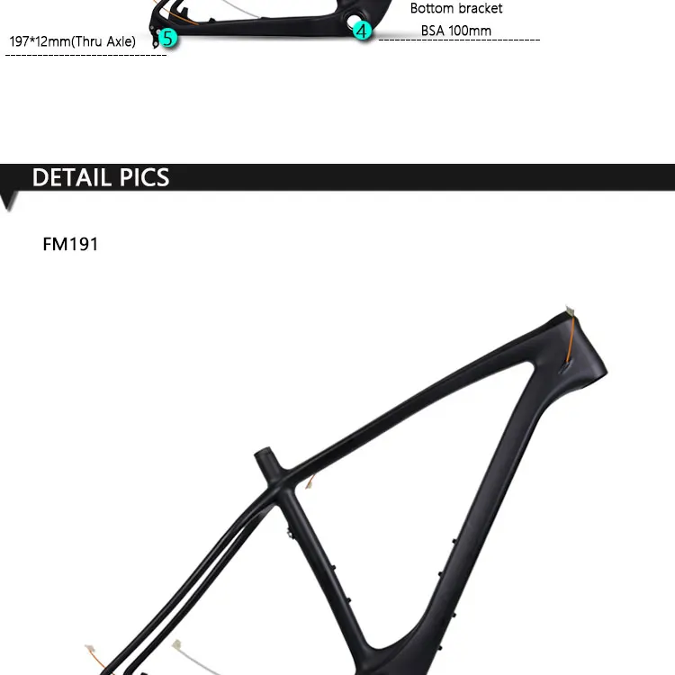 FM191 китайский дешевый 26er Снежный песок запчасти для велосипеда fat frames углеродное волокно велосипедная Рама oem с 190 мм задним интервалом и гарнитурой