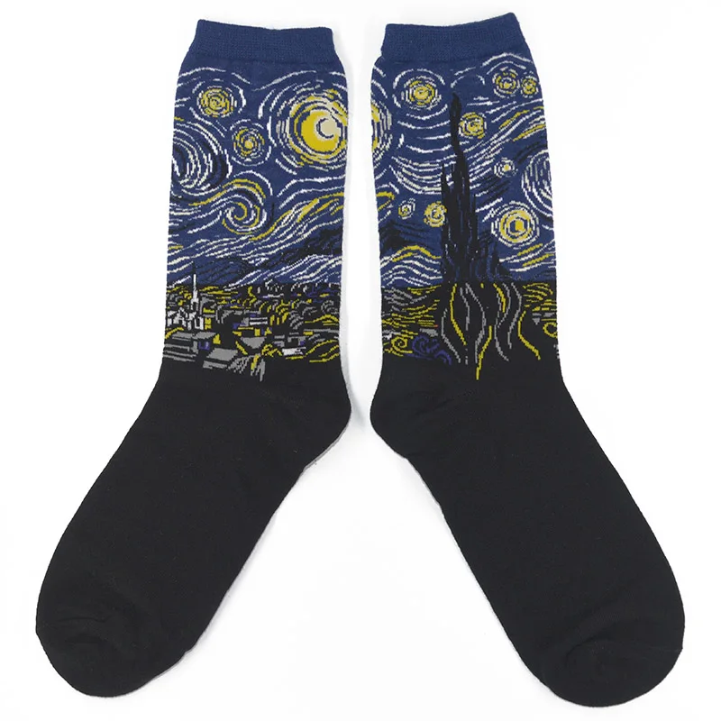 5 пар/уп. знаменитые женские Носки с рисунком маслом Мона Лиза хлопковые модные