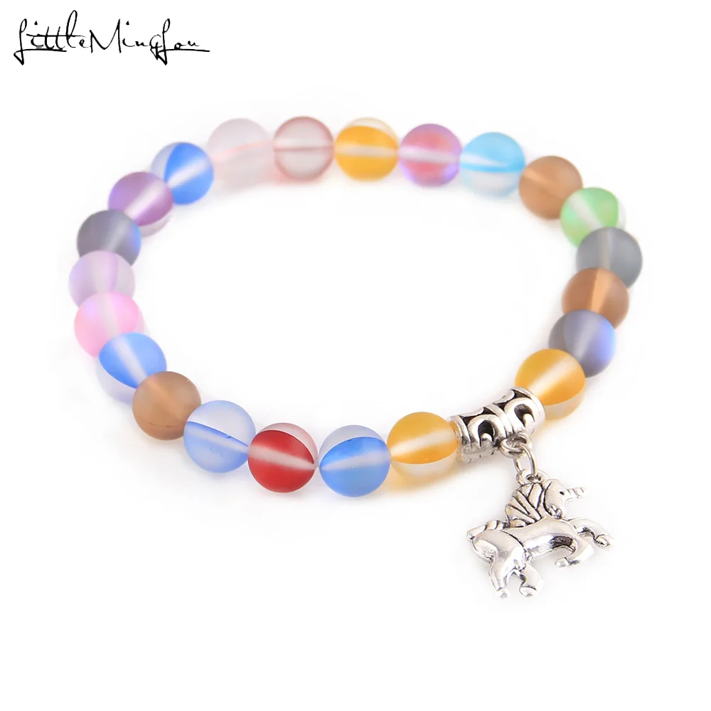 Маленький MingLou модный браслет из натурального камня с красочными бусинами шармы