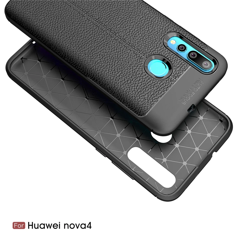 Wolfrule чехол Huawei Nova 4 Модный стиль личи Прочный Гибридный для Чехол Силиконовый ТПУ