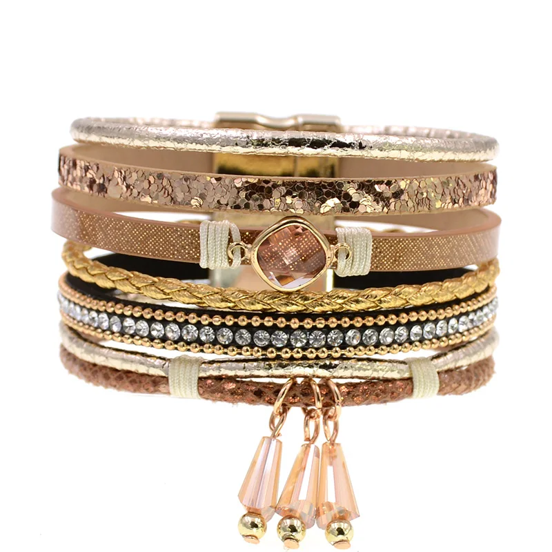 Женские очаровательные кожаные браслеты WELLMORE в стиле бохо подарочные