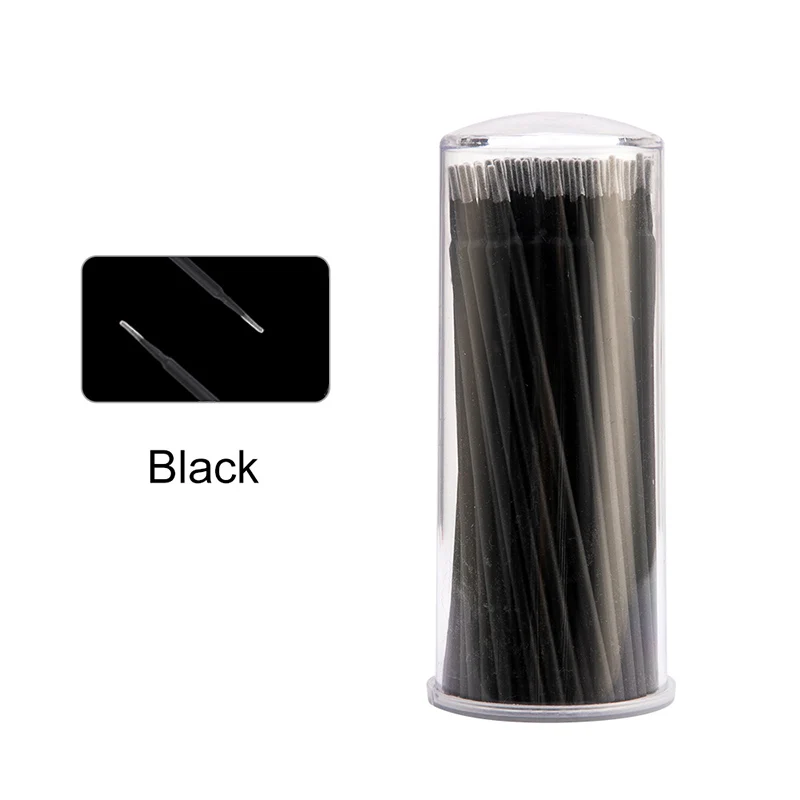 Black-Bottle 100 шт./лот, одноразовая щетка для ресниц, тампон, микрощетки, инструменты для наращивания ресниц, индивидуальные инструменты для удаления ресниц, Аппликаторы - Цвет: Black-Bottle